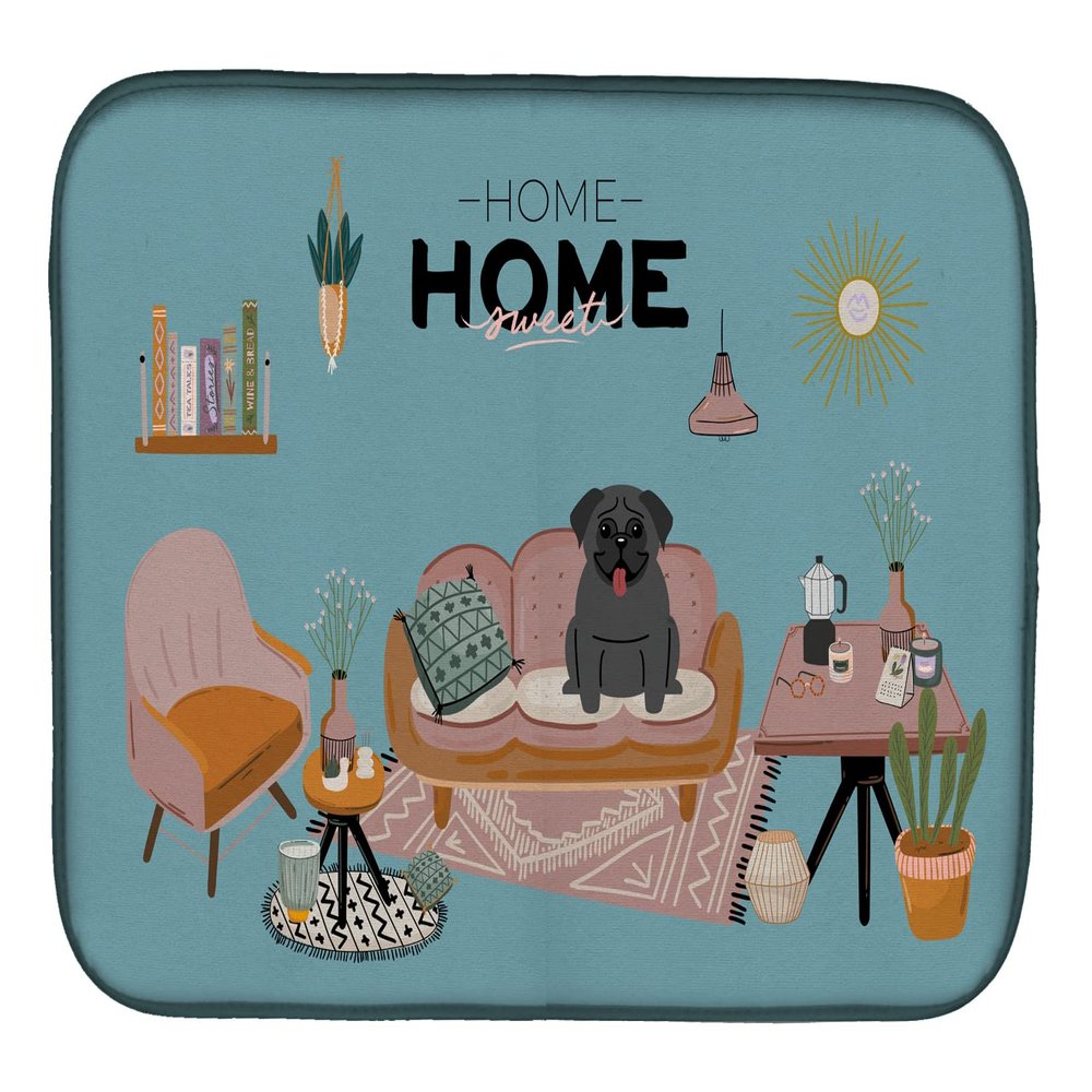 Caroline's Treasures CK7851DDM Black Pug Sweet Home Dish Drying Mat Absorbent Dish Drying Mat Pad for Kitchen Counter Dish Drainer Mat for Countertop, 14 x 21", Multicolor