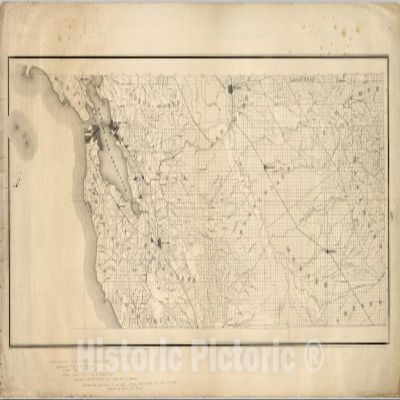 Northern California Railroad Map 1884 - Historical Topographic Print - 74in x 44in