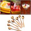 8 Pcs Coffee Spoons Stainless Steel Reusable Flower Teaspoons Rainbow Set dessert Stir Sticks 4.9in - Rose gold view 4