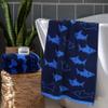 ORIGINAL KIDS 6 Piece Towel Set - Bath Time Shark Attack- 2 Bath Towels, 2 Hand Towels, 2 Washcloths - 100% Cotton Jacquard Soft Absorbent Quick Dry Pool Beach Towel Gift - Navy Blue view 2