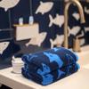 ORIGINAL KIDS 6 Piece Towel Set - Bath Time Shark Attack- 2 Bath Towels, 2 Hand Towels, 2 Washcloths - 100% Cotton Jacquard Soft Absorbent Quick Dry Pool Beach Towel Gift - Navy Blue view 4