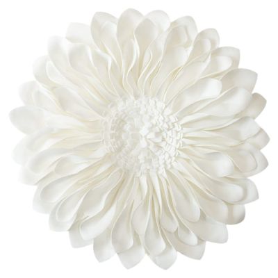 JWH 3D Flower Throw Pillow Covers Decorative Aesthetic Sunflower Accent Pillow Cases Handmade Pillowcase Round Cushion for Car Bedroom Bed Couch Chair with Insert 12 Inch White