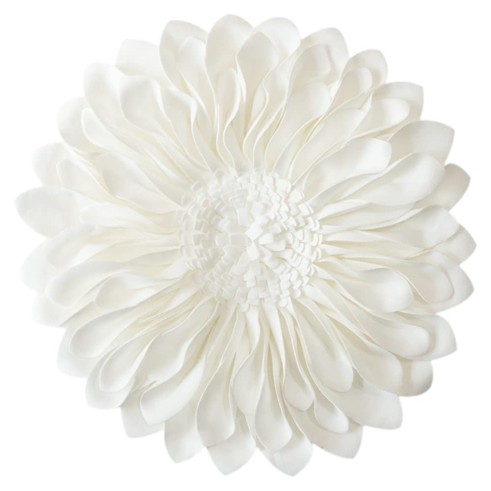 JWH 3D Flower Throw Pillow Covers Decorative Aesthetic Sunflower Accent Pillow Cases Handmade Pillowcase Round Cushion for Car Bedroom Bed Couch Chair with Insert 12 Inch White