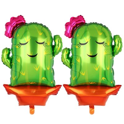 2 Pcs Large Cactus Foil Mylar Balloon Mexican Final Fiesta Theme Birthday Wedding Fiesta Bridal Shower Party Decor