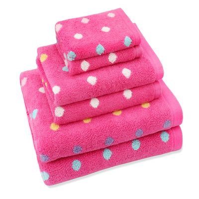 ORIGINAL KIDS 6 Piece Towel Set - Bath Time Sugar & Spice - 2 Towels, 2 Hand Towels, 2 Washcloths - 100% Cotton Jacquard Soft Absorbent Pool Beach Towel Gift - Pink Multicolor