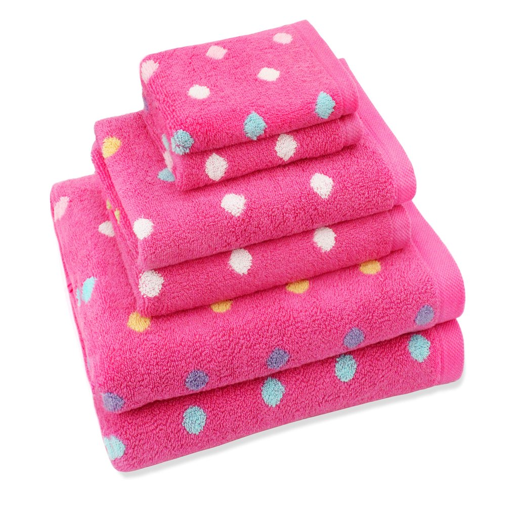 ORIGINAL KIDS 6 Piece Towel Set - Bath Time Sugar & Spice - 2 Towels, 2 Hand Towels, 2 Washcloths - 100% Cotton Jacquard Soft Absorbent Pool Beach Towel Gift - Pink Multicolor