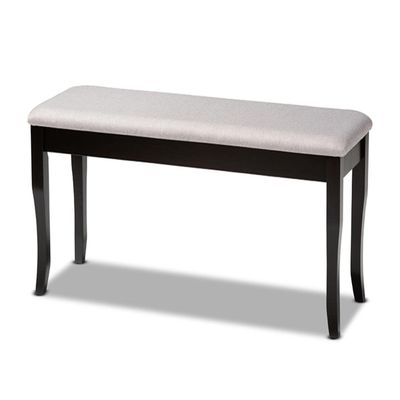 Baxton Studio Cornelie Modern and Contemporary Transitional Grey Fabric Upholstered and Dark Brown Finished Wood Dining Bench