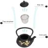 Iron Teapot, 0.3L Durable Iron Teapot Tea Kettle With Strainer And Cover Gold Dragon Pattern Desktop Ornaments Simulation Japanese Style For Home, Tea view 2