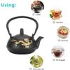 Iron Teapot, 0.3L Durable Iron Teapot Tea Kettle With Strainer And Cover Gold Dragon Pattern Desktop Ornaments Simulation Japanese Style For Home, Tea view 4