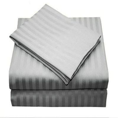 7 Piece Split King Sheets - Bed Sheets Split King Size Bed Sheet Set Split King Size - 7 PC Cotton Sheets - 16" Deep Pocket Sheets 100% Cotton Bedding Sets Stripe (Split King, Light Grey)