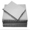 7 Piece Split King Sheets - Bed Sheets Split King Size  Bed Sheet Set Split King Size - 7 PC Cotton Sheets - 16" Deep Pocket Sheets 100% Cotton Bedding Sets Stripe (Split King, Light Grey) view 1