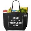 DISCOUNT PROMOS Personalized Southern Style Grocery Tote Bags Set of 10/50/100 Custom Bulk Pack, Reusable Grocery & Shopping Bags - Great for Travel, Carry on Bag, Business Promotions - Black view 1