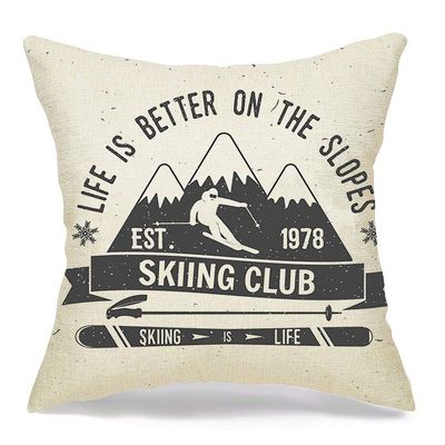 Decorative Square Throw Pillow Cover Cushion Pillowcase Adventure Ski Club Skier Who Skiing Fun Activity Sports Recreation Alpine Attachment Badge Cold Home Decor Decoration for Sofa 18x18 Inch