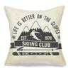 Decorative Square Throw Pillow Cover Cushion Pillowcase Adventure Ski Club Skier Who Skiing Fun Activity Sports Recreation Alpine Attachment Badge Cold Home Decor Decoration for Sofa 18x18 Inch view 1