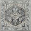 HomeRoots 7' Grey Machine Woven Diamond Floral Medallion Indoor Runner Rug view 1