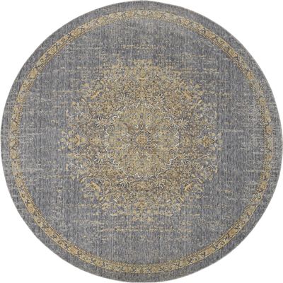 HomeRoots 3' X 5' Slate Grey Medallion Bordered Wool Indoor Area Rug