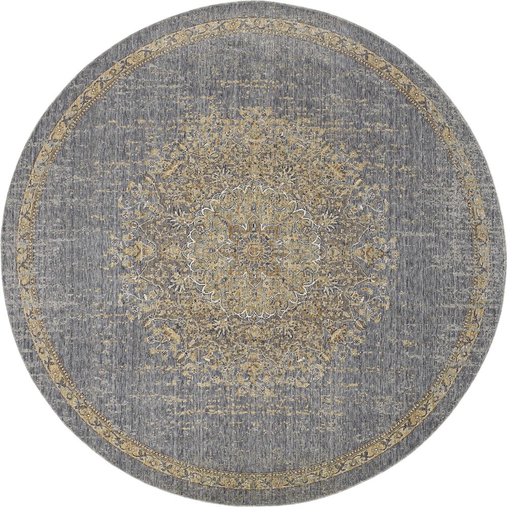 HomeRoots 3' X 5' Slate Grey Medallion Bordered Wool Indoor Area Rug