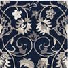 HomeRoots 3'X5' Navy Blue Hand Hooked Uv Treated Traditional Floral Design Indoor Outdoor Rug view 1