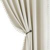 Treatmentex Pom Pom Curtains for Bedroom Windows 84 inch Energy Efficient Thermal Insulated Living Room Darkening Curtain Panels for Kitchen Nursery Room Ivory 52" w x2 Panels Rod Pocket view 1