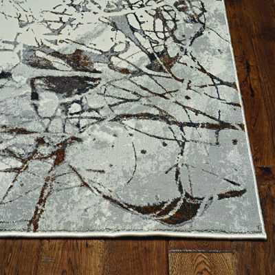 HomeRoots 7' Ivory Grey Machine Woven Abstract Vermicular Indoor Runner Rug