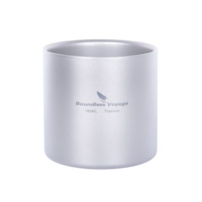 Boundless Voyage 180ml Titanium Cup Double Walled Mug Lightweight Anti-scalding Drinkwear for Camping Home Water Tea Wine Beer Fruit Juice Ti3028D