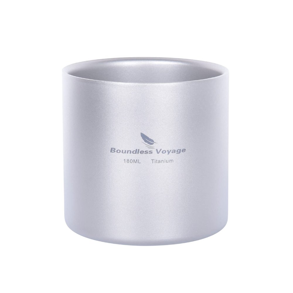 Boundless Voyage 180ml Titanium Cup Double Walled Mug Lightweight Anti-scalding Drinkwear for Camping Home Water Tea Wine Beer Fruit Juice Ti3028D