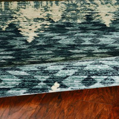 HomeRoots 5' X 8' Slate Blue Winter Pine Trees Area Rug