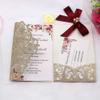 AdasBridal 25Pcs 250GSM Tri-Fold Glitter Wedding Invitations with RSVP Cards and Envelopes for Wedding Engagement Bridal Shower Birthday Quinceanera Party Invite(Gold Glitter, 7.09 X 4.92inch) view 3