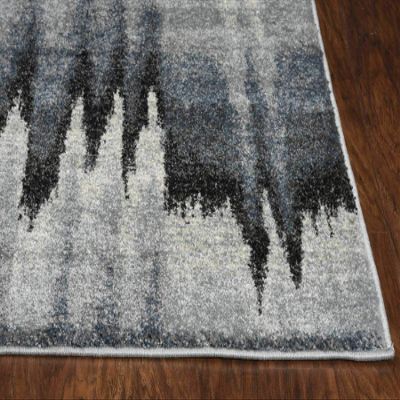 HomeRoots 3'X5' Blue Ivory Machine Woven Abstract Pulse Area Rug