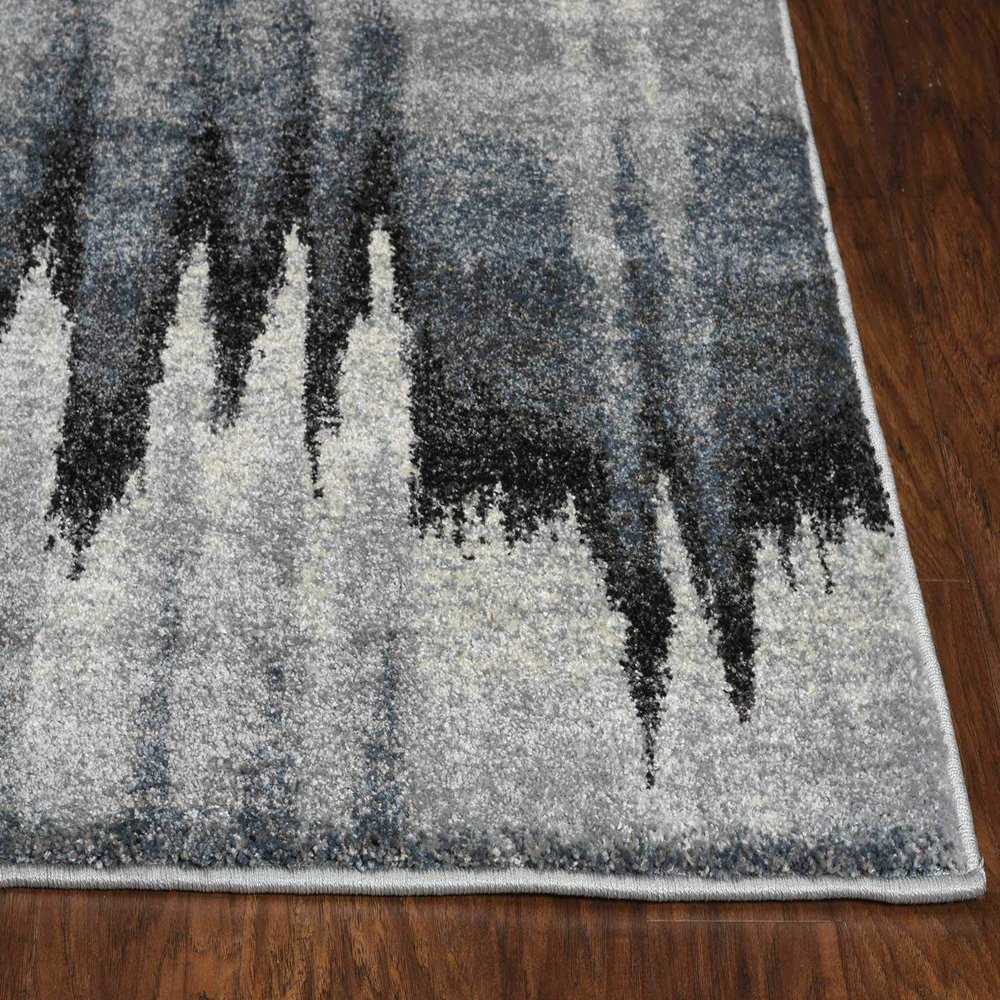 HomeRoots 3'X5' Blue Ivory Machine Woven Abstract Pulse Area Rug