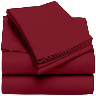 5 Piece Split Queen Sheets - Bed Sheets Split Queen Size Bed Sheet Set Split Queen Size - 5 PC Cotton Sheets - 16" Deep Pocket Sheets 100% Cotton Bedding Sets (Split Queen, Burgundy Red)