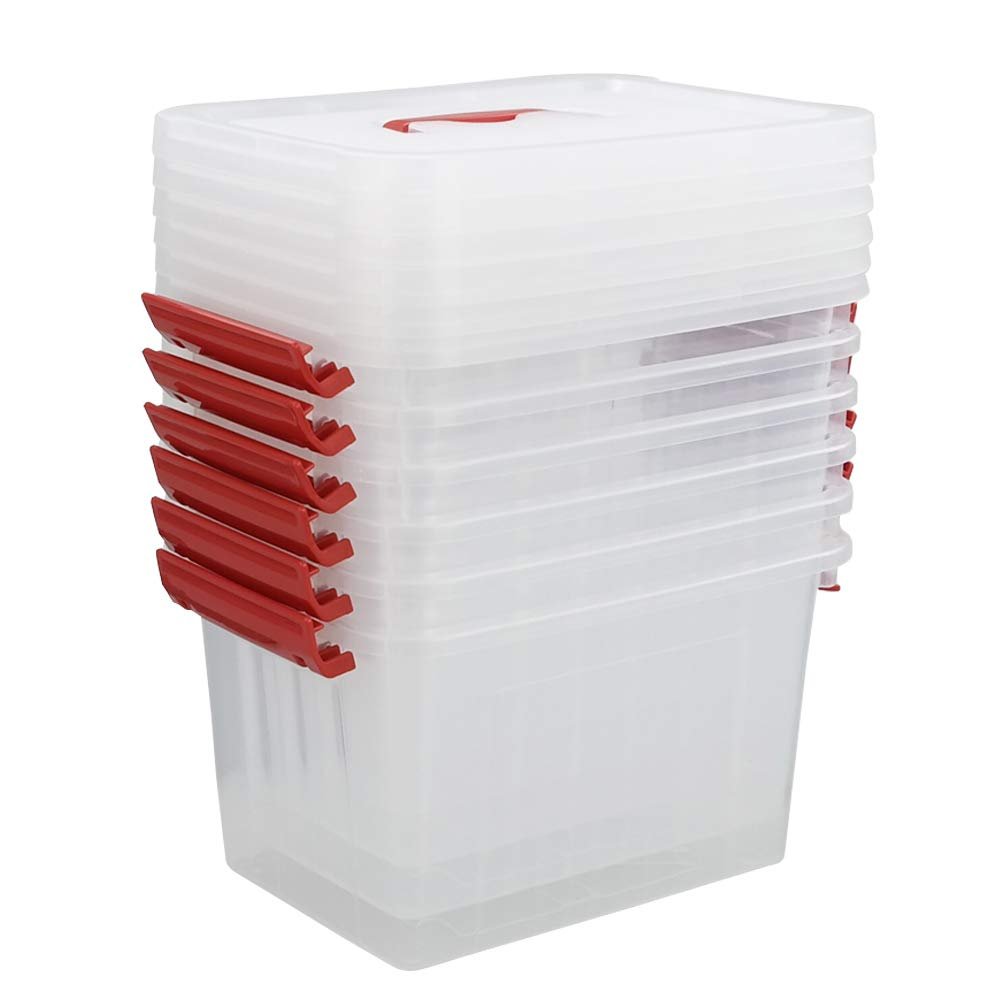 Kiddream 6 Packs Small Clear Boxes, 6 Quart Plastic Storage Bins with Lids