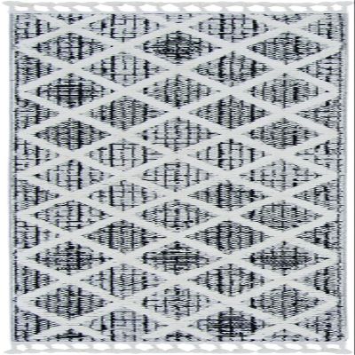 HomeRoots 3' X 5' Charcoal Diamonds Area Rug with Fringe