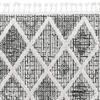 HomeRoots 3' X 5' Charcoal Diamonds Area Rug with Fringe view 3