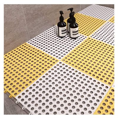 Bath Bathroom Mat, Not-Slip Shower Mat Thick Square Rectangle Bathroom Mats with Drain Holes 1.2cm Thick Waterproof Foot Pad ALGFree (Color : C, Size : 25-Tiles)