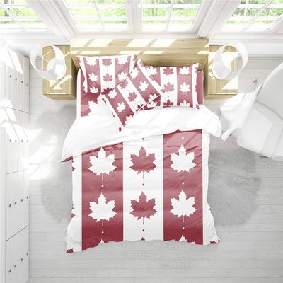 INDREAM Canada Duvet Cover Canadian Flag Bedding Set for Bedroom Decoration,Twin/Full/Queen/King Size Bed Sets 3/4 Pieces (1 Duvet Cover with 2 Pillow Shams or Sheet) (TWIN-4PCS,B)