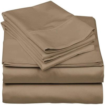 5 Piece Split Cal-King Sheets - Bed Sheets Split King Size Bed Sheet Set Split King Size - 5 PC Cotton Sheets - 16" Deep Pocket Sheets 100% Cotton Bedding Sets (Split Cal -King, Taupe)