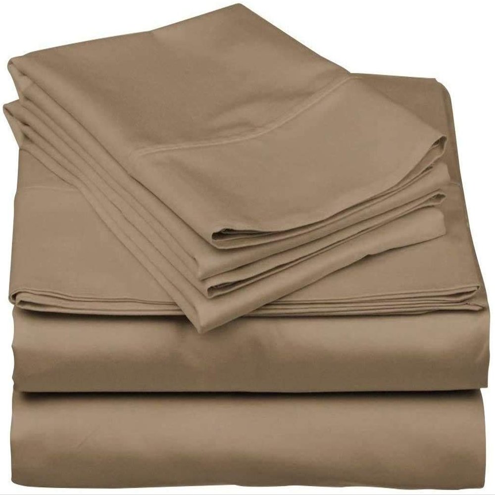 5 Piece Split Cal-King Sheets - Bed Sheets Split King Size Bed Sheet Set Split King Size - 5 PC Cotton Sheets - 16" Deep Pocket Sheets 100% Cotton Bedding Sets (Split Cal -King, Taupe)