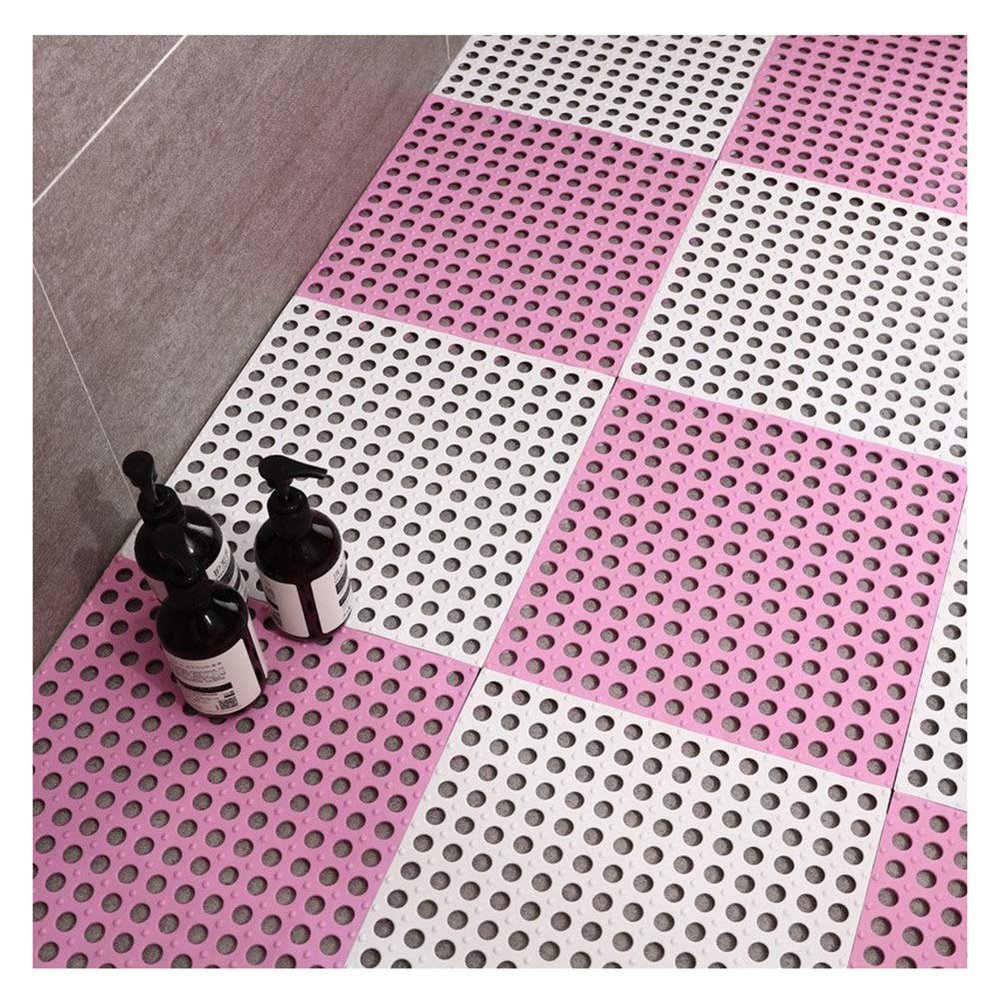 Bath Bathroom Mat, Not-Slip Shower Mat Thick Square Rectangle Bathroom Mats with Drain Holes 1.2cm Thick Waterproof Foot Pad ALGFree (Color : D, Size : 18-Tiles)