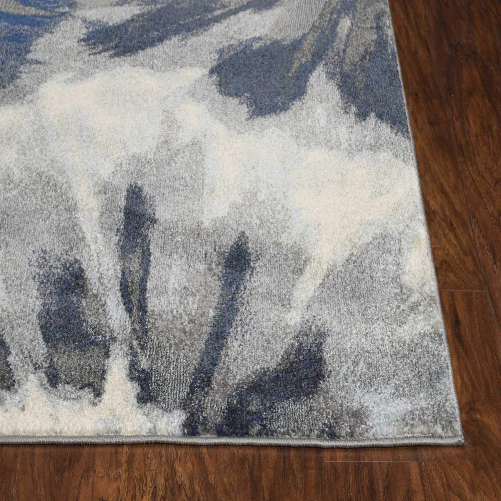 HomeRoots 3'X5' Ivory Blue Machine Woven Oversized Floral Indoor Area Rug