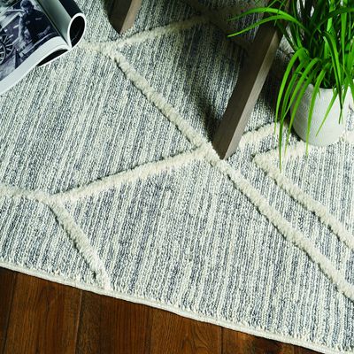 HomeRoots 8' Ivory Grey Machine Woven Abstract with Fringe Indoor Runner Rug