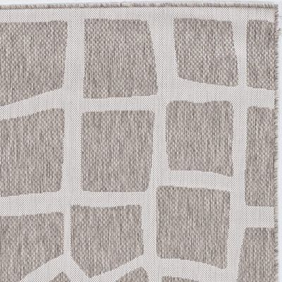 HomeRoots 5'X7' Ivory Grey Machine Woven Uv Treated Abstract Indoor Outdoor Area Rug