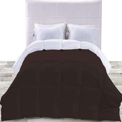BedDecor 400 GSM Down Alternative Super Soft Premium Quality Microfiber Filling Reversible Comforter 600TC Solid Cover 100% Egyptian Cotton (Chocolate,California King)