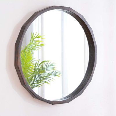 70cm(27.6) Hanging Wall Mirror with Walnut Wood Frame Round Decorative Mirror for The Living Room, Bathroom, Bedroom, and Entryway