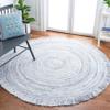 SAFAVIEH Braided Collection 4' Round Light Grey BRD950F Handmade Country Cottage Fringe Reversible Area Rug view 1