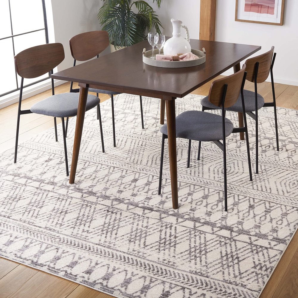 SAFAVIEH Area Rug 8x10 - Tulum Collection - Large - Ivory & Grey, Moroccan Design, Non-Shedding & Easy to Clean, Ideal for Living Room, Bedroom, Dining Space (TUL610A)