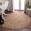 SAFAVIEH Braided Collection 4' Round Natural BRD950A Handmade Country Cottage Fringe Reversible Area Rug view 1