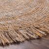 SAFAVIEH Braided Collection 4' Round Natural BRD950A Handmade Country Cottage Fringe Reversible Area Rug view 3