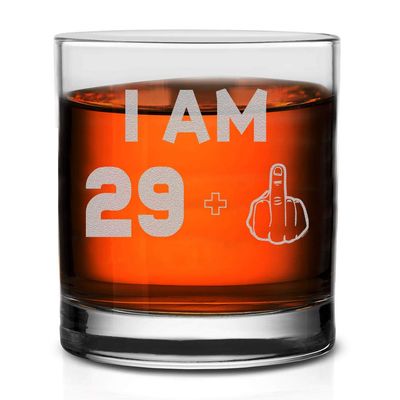 Veracco I am 29+1 Middle Finger Whiskey Glass FunnyGift For Someone Who Loves Drinking Bachelor Party Favors (Clear, Glass)