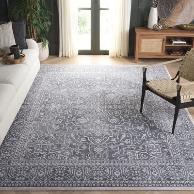 SAFAVIEH Area Rug 9x12 - Reflection Collection - Large - Dark Grey & Cream, Non-Shedding & Easy Cleaning, Ideal for Living Room, Bedroom, Dining Space (RFT670B)